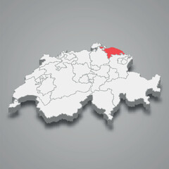 Thurgau cantone location within Switzerland 3d map