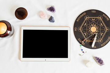 Touchpad and pendulum board for divination, fortune telling or communicating with spirits. Magical...