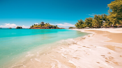Fototapeta premium Caribbean beach with white sands and clear ocean