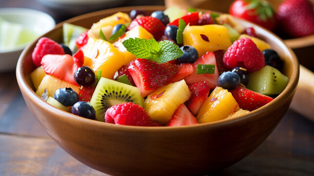 Fruit salad with a honey dressing