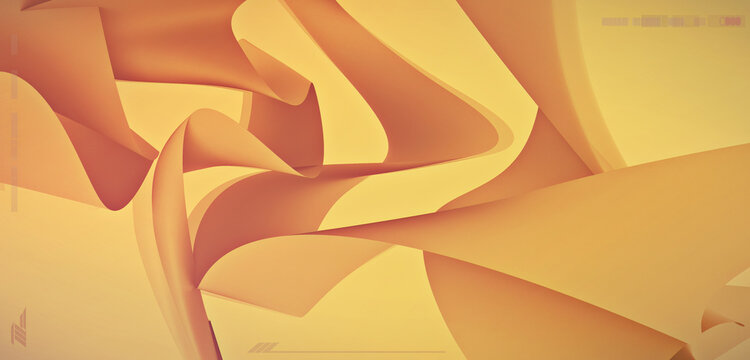 Abstract elegant curves, graphics background. A minimal 3D rendering, yellow aesthetic custom backdrop for intros or logos