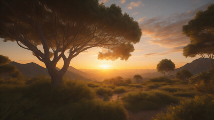 Fototapeta premium sunset in the woods