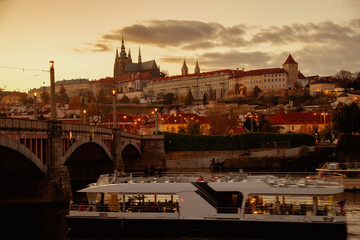 landscape with St. Vitus Cathedral and boat
