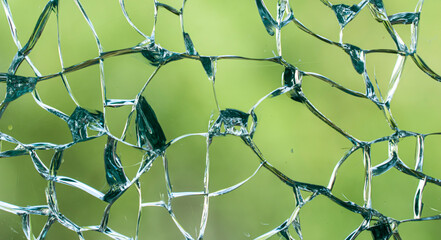 cracked glass. broken glass background or texture