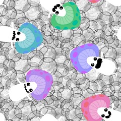 Cartoon mushrooms seamless Halloween pattern for wrapping paper and fabrics and linens and kids clothes print