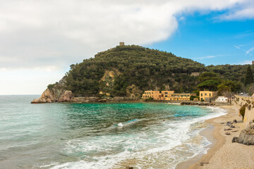 Baia dei Saraceni (Saraceni Bay) Beach in Varigotti, Liguria,  Italy