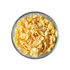 Cornflakes in a bowl isolated on white background
