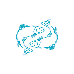 vector illustration of two sea fish