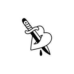vector illustration of knife pierced heart