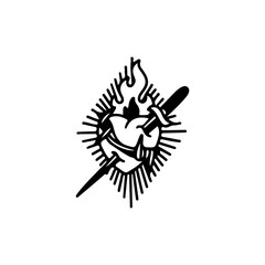 vector illustration of a heart pierced by a dagger