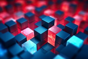 A sleek and vibrant modern design background with iridescent metallic-looking cubes. AI Generated.