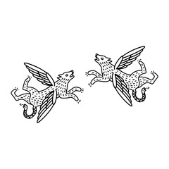 vector illustration of a wolf with wings concept