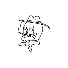 cowboy concept skull illustration vector