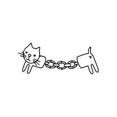 vector illustration of cat with chain concept