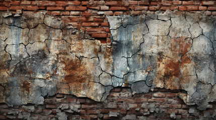 Cracked and weathered brick wall