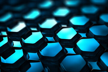 Fototapeta premium Abstract background formed from Futuristic blue hexagon , Glass blue Pattern, Geometric Crystals, Abstract