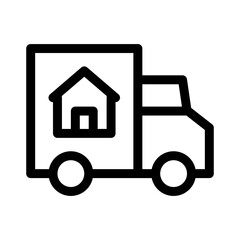 Truck Moving House Icon on White Background