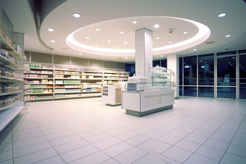 Empty pharmacy drugstore dispensary