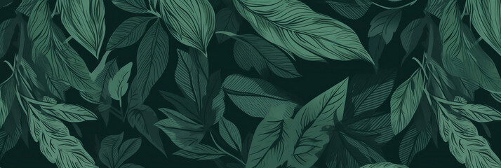 Lush Green Foliage Seamless Pattern, A Nature,inspired Design for Print and Web, Generative AI