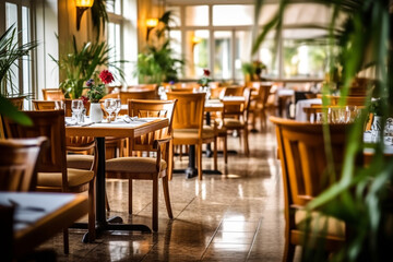 Fototapeta na wymiar Restaurant dining, all inclusive restaurant at a hotel