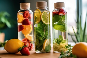 refreshing and healthy fruit-infused water ready to be enjoyed. Generative AI.