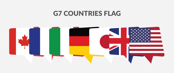The G7 - Group of Seven Countries Chat flag icon set.