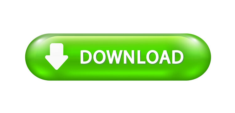 Vector download button. Isolated green shiny button for website, internet