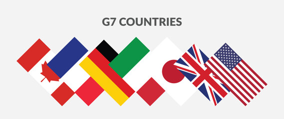 The G7 - Group of Seven Countries Rectangle flag icon set.