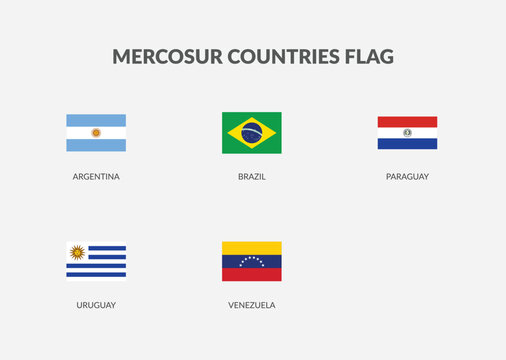 Mercosur Countries Rectangle flag icon set.