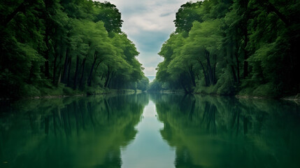 a river with trees around it