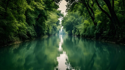 a river with trees around it