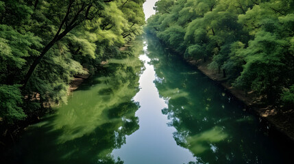 Fototapeta na wymiar a river with trees around it