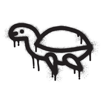 Turtle graffiti with black spray paint