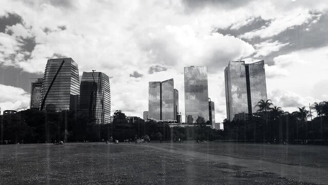 Sao Paulo city. Summer rain and Thunderlights illustration