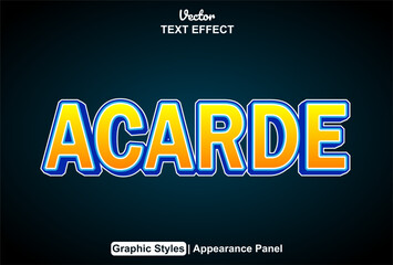 acarde text effect with orange graphic style and editable.