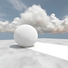 White ball and clouds minimal. Concept of cleanliness