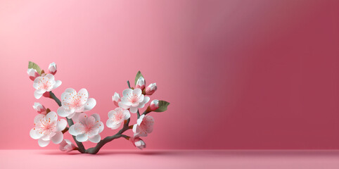 Cherry Blossom Flowers on a Pastel Background