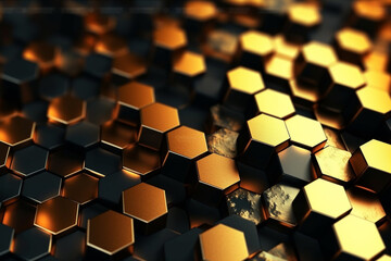 Fototapeta premium abstract gold background with hexagons 