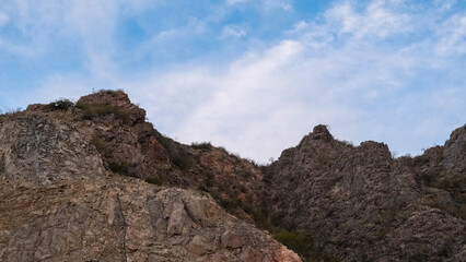 Rocky mountaintop with blu skie in a Westerrn Argentina Andes' mountain