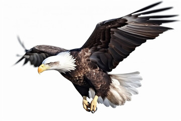 flying eagle isolated on white background. AI generated content