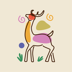 Deer illustration hand drawn 