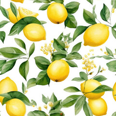 Watercolored Juicy Lemons Pattern