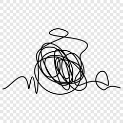 tangled threads like someone who is dizzy, Hand drawing single one line 