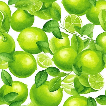 Watercolored Fresh Limes Pattern