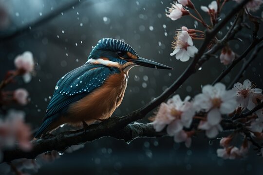 Bird on a tree branch, Generative ai © Caitlin Palmer