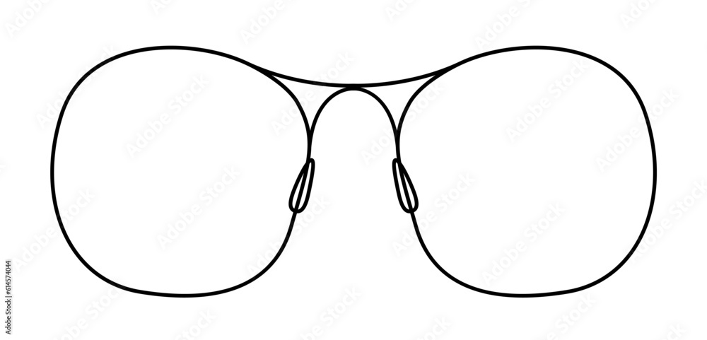 Canvas Prints Oversized Round frame glasses fashion accessory illustration. Sunglass front view for Men, women, unisex silhouette style, flat rim spectacles eyeglasses with lens sketch style outline isolated