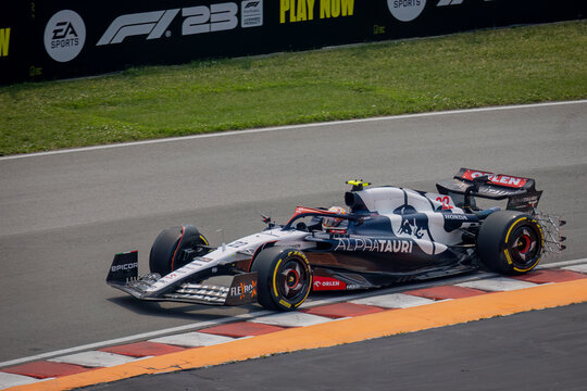 Yuki Tsunoda in his Alpha Tauri AT 04 at the 2023 Montreal Grand Prix