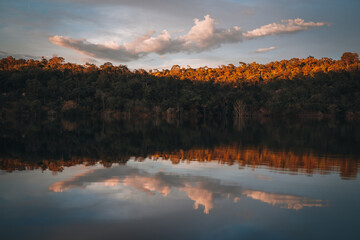 water refletion Serra da Mesa lake largest artificial lake in Brazil clouds and sunset Colinas do Sul Chapada dos Veadeiros Goiás Brazil