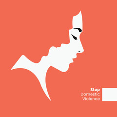 Stop, domestic violence, creative social issue, flat illustration, acknowledge domestic violence,  aesthetic illustration, Concept of domestic abuse and sexual harassment,  violence against women