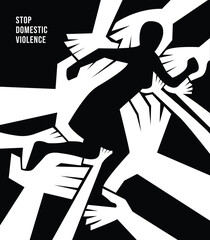 Stop, domestic violence, creative social issue, flat illustration, acknowledge domestic violence,  aesthetic illustration, Concept of domestic abuse and sexual harassment,  violence against women